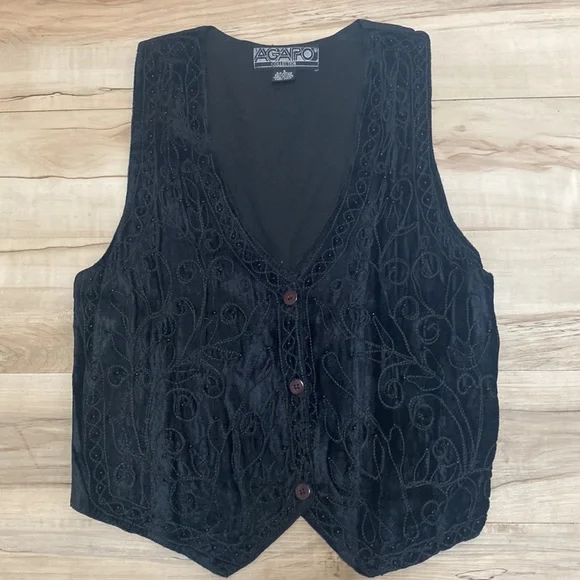 Agapo Collections Beaded Vest Womens Size Small. Tie on back. So pretty. - Picture 8 of 11